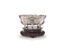 A CHINESE SILVER EXPORT SHAPED CIRCULAR BOWL