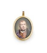 AN ENAMEL PORTRAIT MINIATURE OF SIR WALTER SCOTT