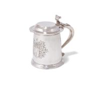 A GEORGE I SILVER TANKARD