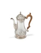 A GEORGE II SILVER BALUSTER COFFEE POT