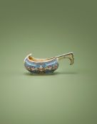 A RUSSIAN PARCEL GILT AND CLOISONNÉ ENAMEL KOVSH