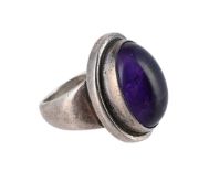 GEORG JENSEN, AN AMETHYST AND SILVER RING