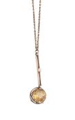AN EDWARDIAN SEED PEARL AND CITRINE PENDANT NECKLACE