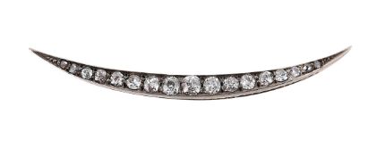 A MID VICTORIAN DIAMOND CRESCENT BROOCH