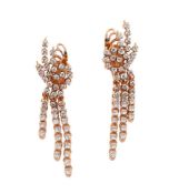 A PAIR OF DIAMOND FRINGE EARRINGS