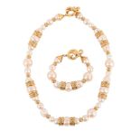 GIVENCHY, AN IMITATION PEARL NECKLACE AND BRACELET