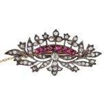 A LATE 19TH CENTURY RUBY AND DIAMOND BROOCH