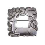 GEORG JENSEN, 318, A SILVER BROOCH, LONDON 1970 IMPORT MARK