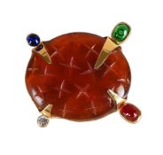 DAUM, 'CARAM' A PASTE SET BROOCH