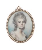 Y AN EARLY 19TH CENTURY PORTRAIT MINIATURE OF A YOUNG LADY