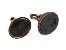 WEDGWOOD & BENTLEY, NO. 100 AND 212, TWO LATE 18TH CENTURY BLACK BASALT FOB SEALS