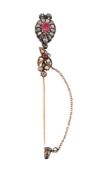 A RUBY AND DIAMOND STICKPIN