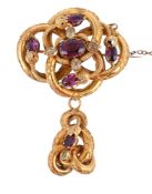 AN EARLY VICTORIAN GARNET AND CHRYSOPRASE BROOCH