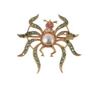 A GEM SET BUG BROOCH