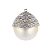A DIAMOND AND SOUTH SEA CULTURED PEARL DROP