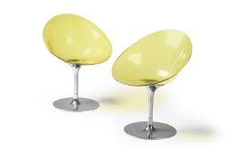 PHILIPPE STARCK (FRENCH, B.1949), A PAIR OF YELLOW-TINTED 'EROS' SWIVEL CHAIRS
