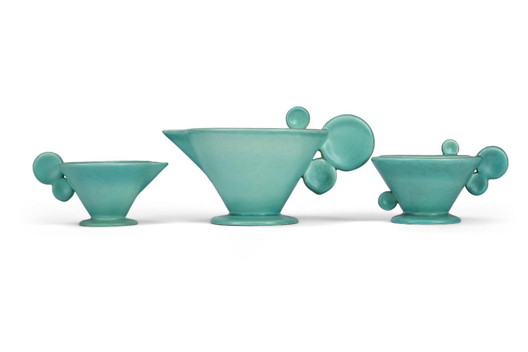 MARGARETE (GRETE) HEYMANN LÖBENSTEIN MARKS (GERMAN, 1899-1990), BAUHAUS TEA SERVICE; CIRCA 1930 - Image 2 of 4