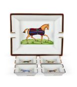FIVE HERMÈS (FRENCH), EQUESTRIAN CENDRIERS; MID-20TH CENTURY