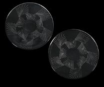 RENÉ LALIQUE (FRENCH, 1860-1945), PAIR OF 'ARRAS' PLATES; DESIGNED 1943; PRE 1945