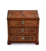 A WALNUT AND INLAID MINIATURE CHEST OF DRAWERS, 19TH CENTURY