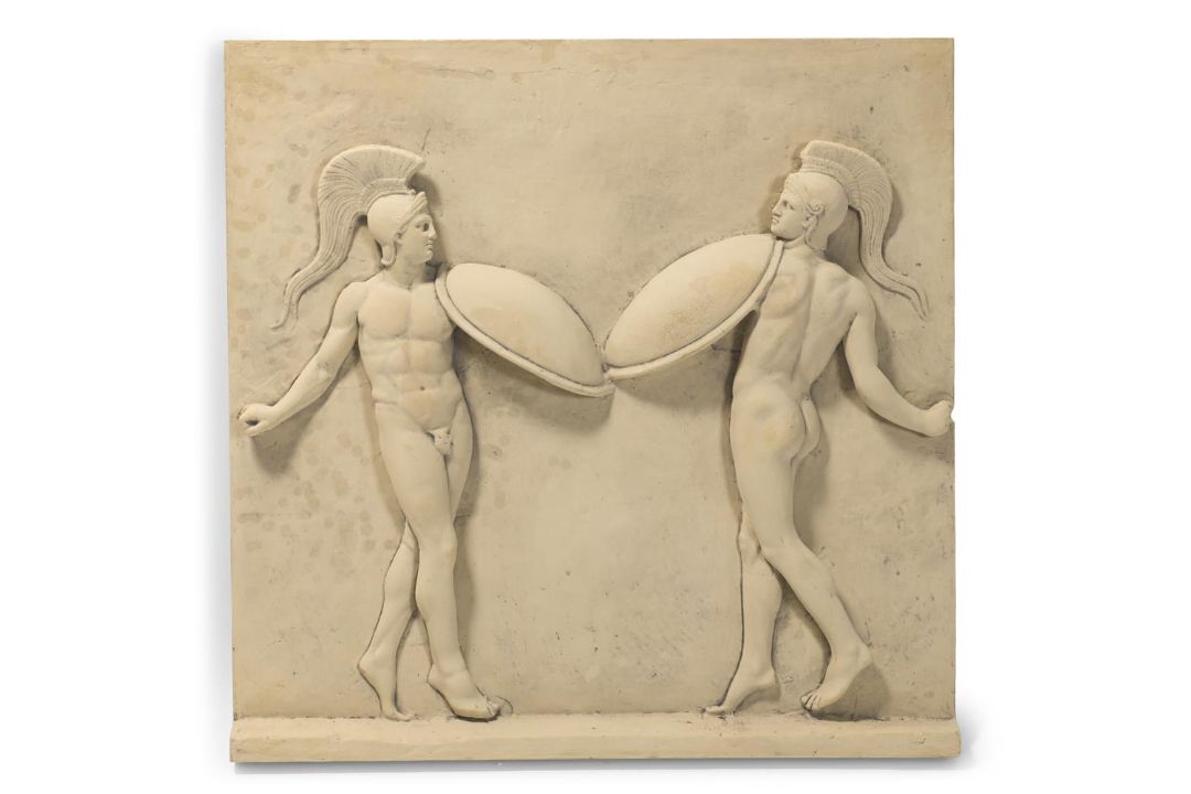 A COMPOSITION RELIEF CAST OF TWO CORYBANTES, MODERN - Image 1 of 3