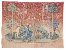 A PRINTED TAPESTRY 'THE LADY AND THE UNICORN', MODERN