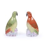 A PAIR OF HEREND PORCELAIN PARROTS, MODERN