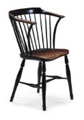 AN ASH AND BEECH SPINDLE BACK CHAIR, SECOND QUARTER 19TH CENTURY