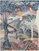 λ RENOIS LOIZOU (CYPRIOT/BRITISH 1948-2013), TREES IN A MOUNTAIN LANDSCAPE