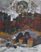 λ THEO TOBIASSE (ISRAELI/FRENCH 1927-2012), LES MAISONS VIDES AU BORD DE L'EAU