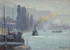 JOSEPH DELATTRE (FRENCH 1858-1912), STEAMBOAT ON THE SEINE