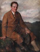 C. COLLAS (BRITISH 20TH CENTURY), PORTRAIT OF A SEATED GENTLEMAN IN AN EXTENSIVE LANDSCAPE