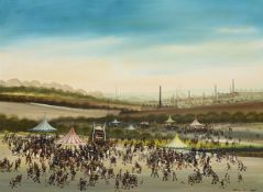 λ BRIAN SHIELDS (BRAAQ) (BRITISH 1951-1997), A DAY AT THE FUN FAIR
