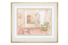 R M ROWLAND (BRITISH 20TH CENTURY), INTERIOR OF THE DRAWING ROOM AT 46 CHELSEA SQUARE