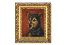 BRITISH SCHOOL (19TH CENTURY), FIDELE - POTRAIT OF A BLACK AND TAN TERRIER