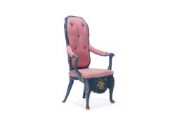 SYRIE MAUGHAM (BRITISH, 1879-1955), A HIGH-BACK 'PINK AND BLUE' ARMCHAIR