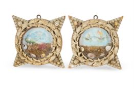 SYRIE MAUGHAM (BRITISH, 1879-1955), A PAIR OF 'GROTTO' DECORATED FRAMES