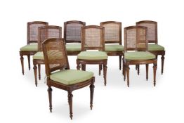 A SET OF EIGHT LOUIS XVI BEECH AND CANNED DINING CHAIRS