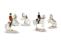 FOUR VARIOUS VIENNA PORCELAIN (AUGARTEN) SPANISH RIDING SCHOOL EQUESTRIAN MODELSAUSTRIA