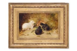 CHARLES JAMES LEWIS (BRITISH 1830-1892), FOUR RABBITS GRAZING