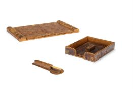A LEATHER WRITING SET, ARMORIAL PARIS, 20TH CENTURY