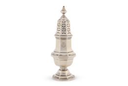 A FRENCH SILVER OCTAGONAL BALUSTER CASTOR