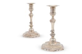 A PAIR OF CONTINENTAL SILVER CANDLESTICKS, POSSIBLY DUTCH, 18TH CENTURY
