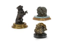 THREE VARIOUS ANIMAL INKWELLS LATE 19TH