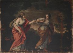 FOLLOWER OF CIRO FERRI, TWO ALLEGORICAL FIGURES WITH A BALL OF STRING