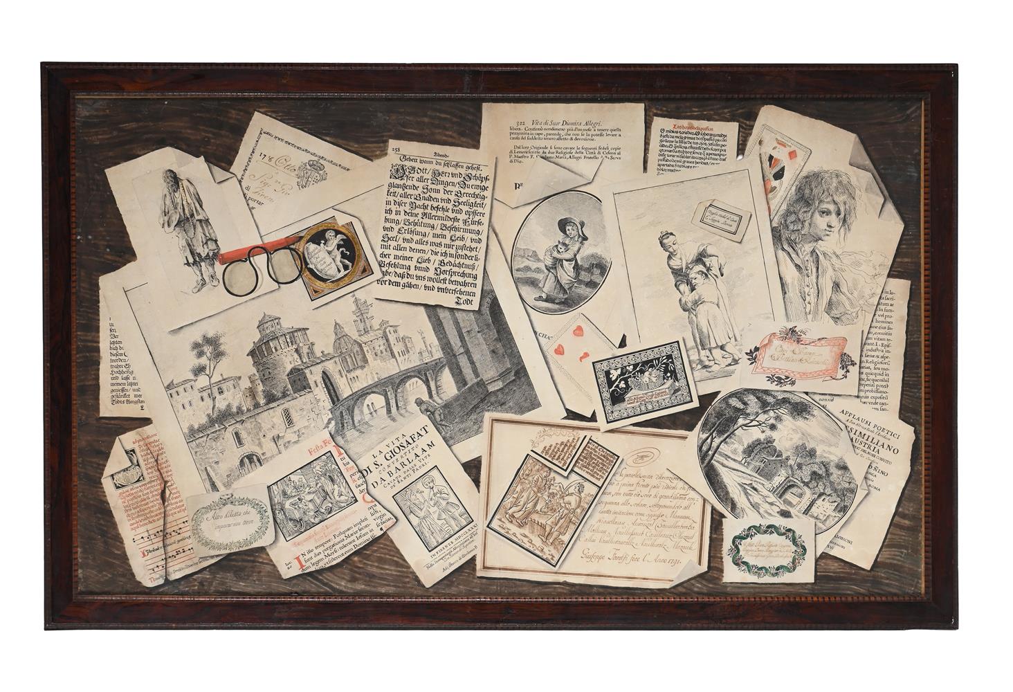 GIUSEPPE FAROLFI (ITALIAN LATE 18TH CENTURY), TWO TROMPE L'OEIL WITH PRINTS - Image 5 of 7