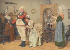 CHARLES GREEN (BRITISH 1840-1915), 'GABRIEL VARDEN PREPARING TO GO ON PARADE' FROM BARNABY RUDGE