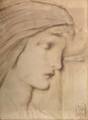 SIMEON SOLOMAN (BRITISH 1840 - 1905), SKETCH OF A WOMAN'S HEAD IN PROFILE