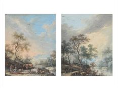 PATRICK NASMYTH (SCOTTISH 1787 - 1831), COUPLE IN A LANDSCAPE; FIGURES IN A RIVER LANDSCAPE (2)