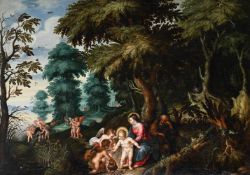 ATTRIBUTED TO PEETER VAN AVONT (FLEMISH 1600-1652), THE REST ON THE FLIGHT INTO EGYPT